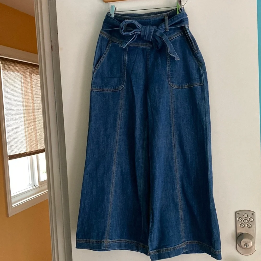 Pilcro Anthropologie Size 26 Women’s Wide Leg Crop Denim Pants Jeans